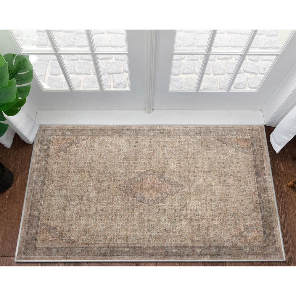 Well Woven Asha Lilith Vintage Oriental Beige Brown 3'11" x 5'3" Area Rug