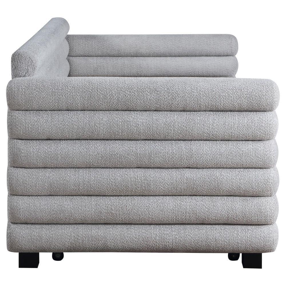 Coaster Patricia Boucle Fabric Upholstered Twin Day Bed with Trundle Gray