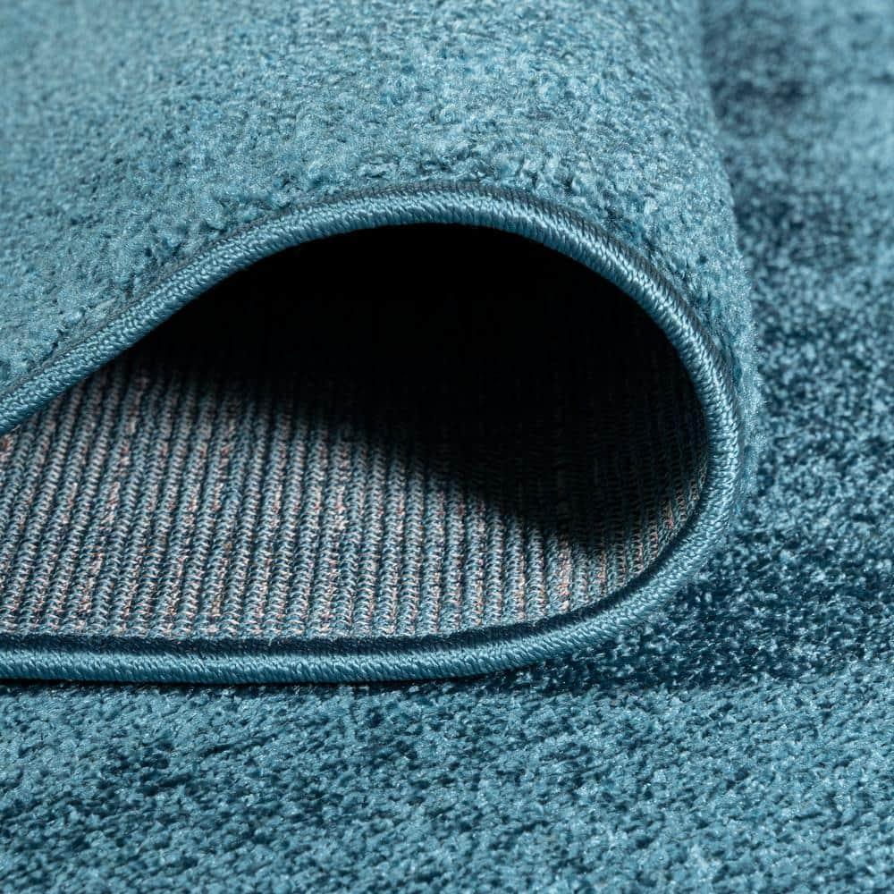 8'x10' Haze Solid Low-Pile Area Rug, Turquoise - JONATHAN Y