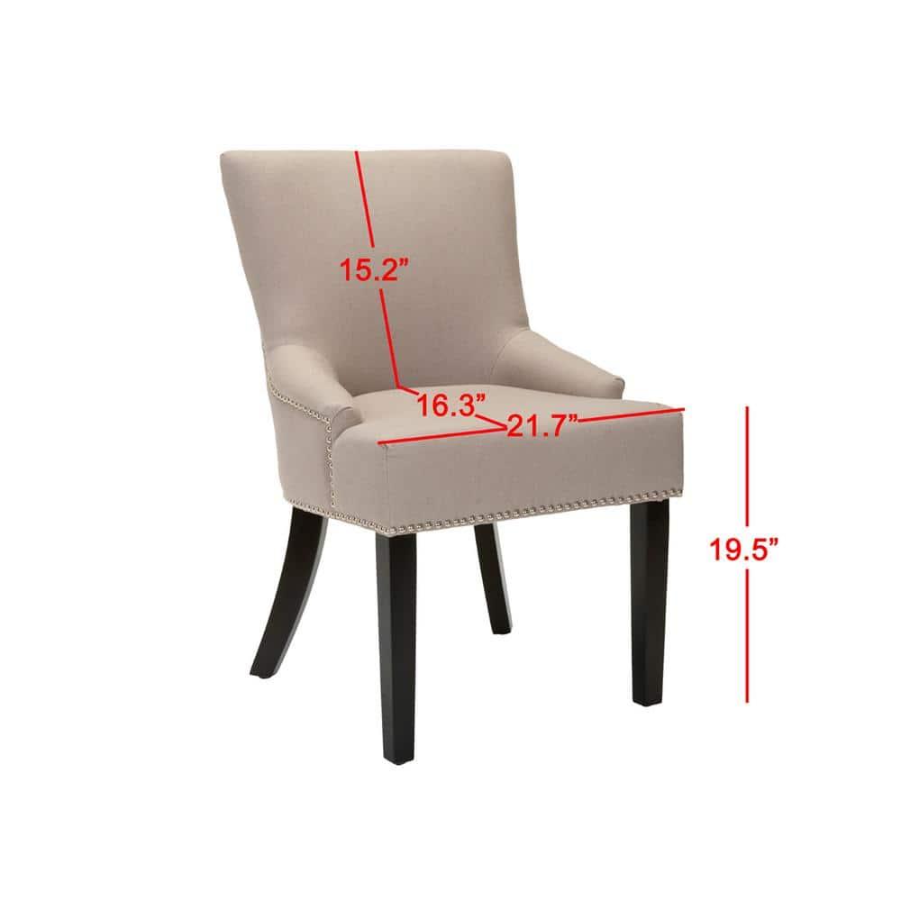 SAFAVIEH Lotus 19''H KD Side Chair Set of 2 Silver Nail Head Taupe / Espresso