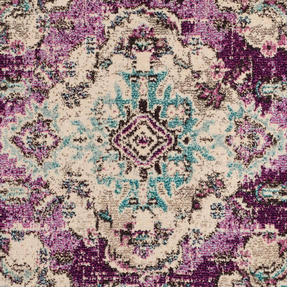 Monaco MNC243 Power Loomed Indoor Area Rug - Violet/Light Blue - 5'x5' - Safavieh.