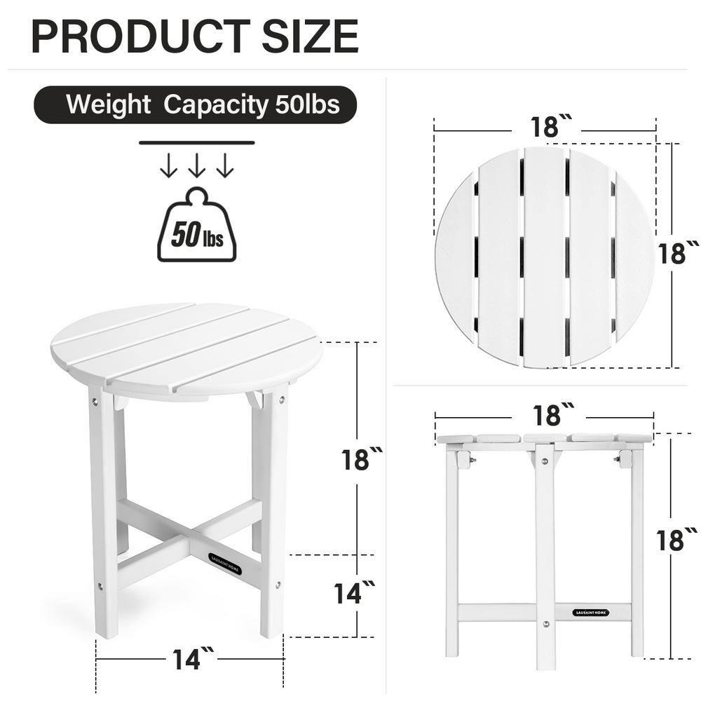 White Round Plastic Outdoor Adirondack Side Table
