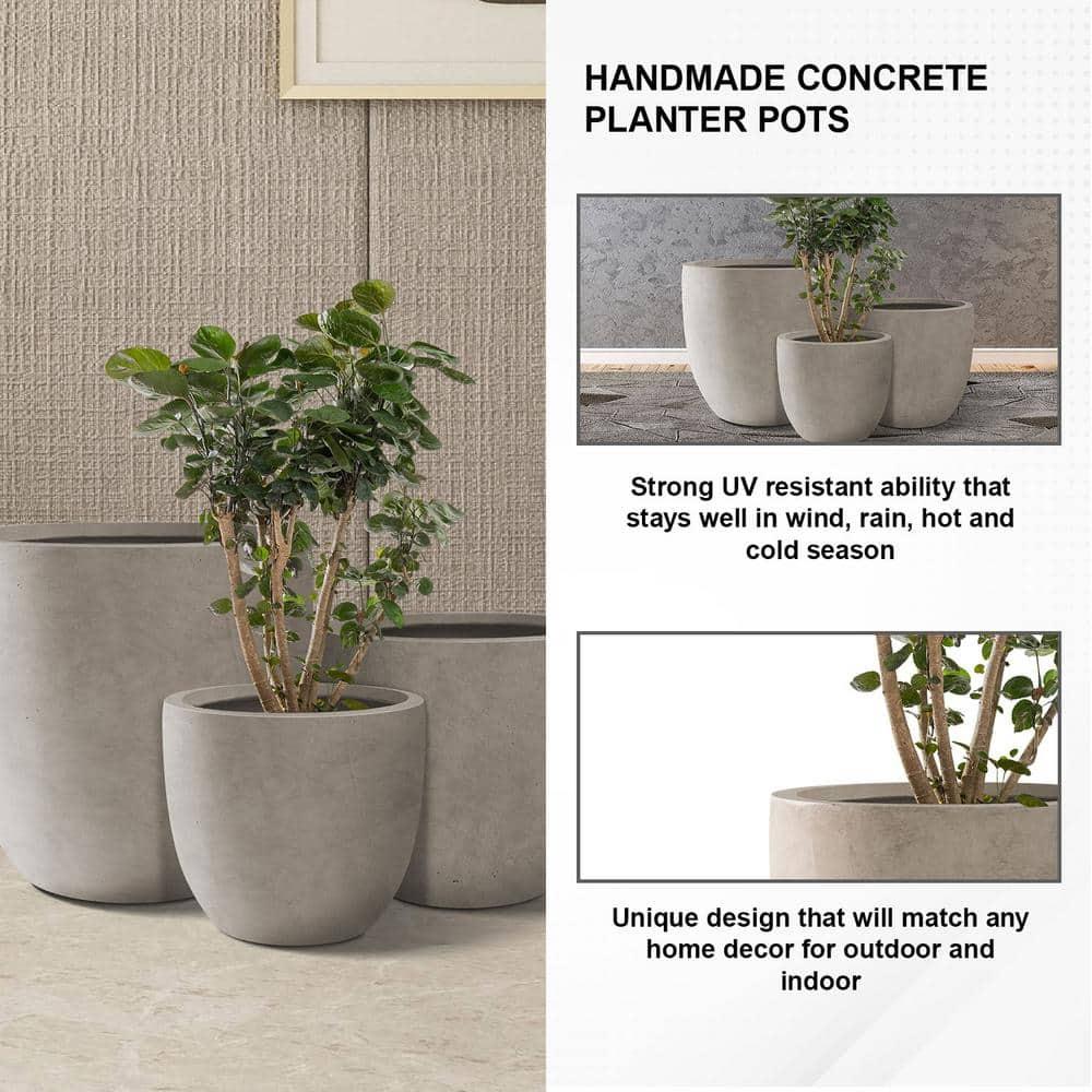 Kante Kante 3 Piece 18", 14", and 10"W Round Planters, Outdoor Indoor Modern Planter Pots, Lightweight, Weather Resistant, Seamless with Drainage Hole Set