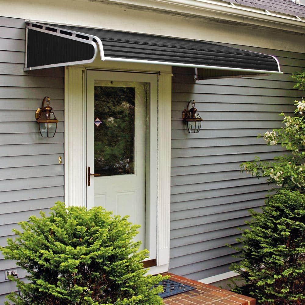 4 ft. 1500 Series Door Canopy Aluminum Fixed Awning (12 in. H x 42 in. D) in Black