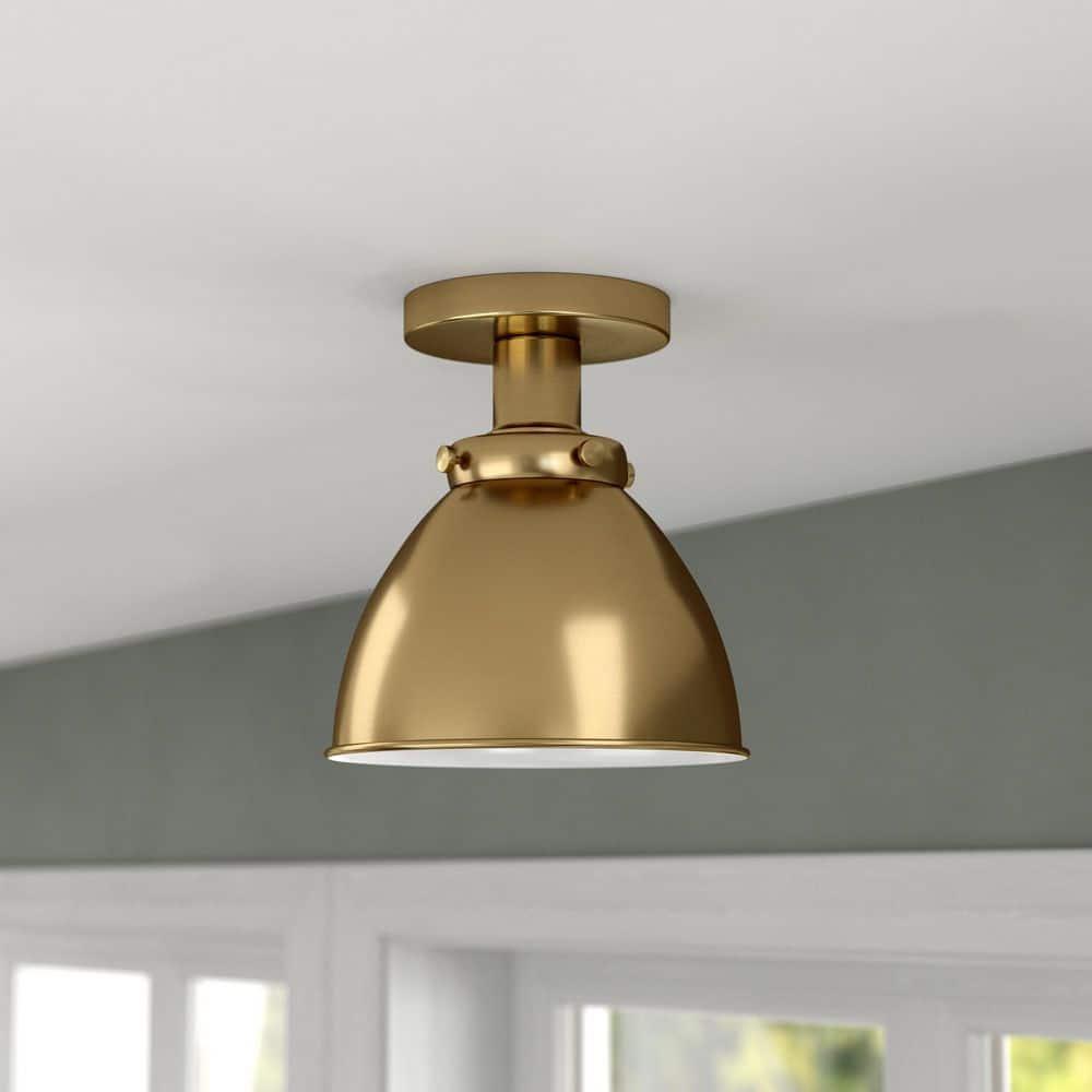 Henn&Hart 8" Gold Semi Flush Mount
