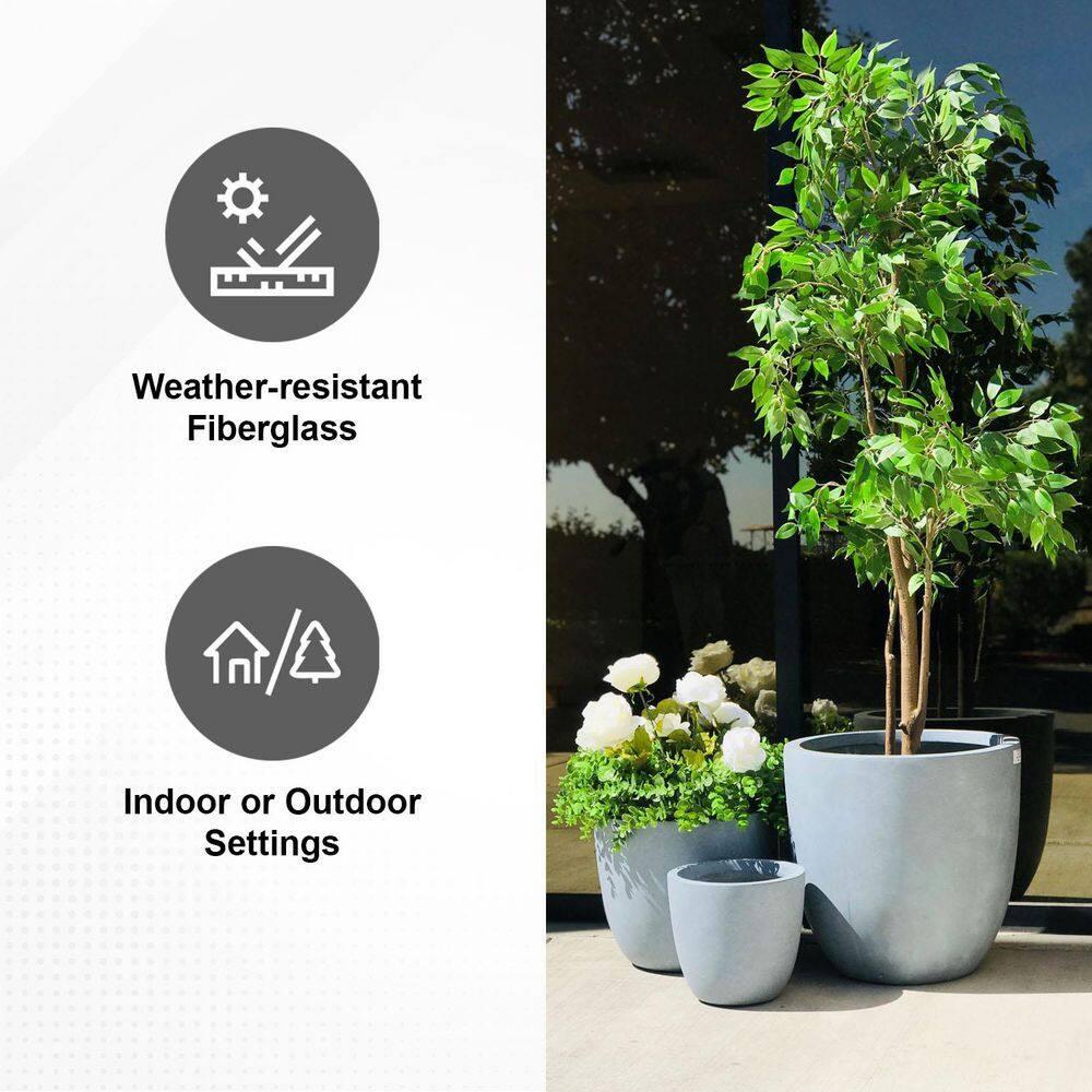 Set of 3 17" Kante Seamless Concrete Planters for Patio & Garden - Rosemead Home & Garden, Inc.