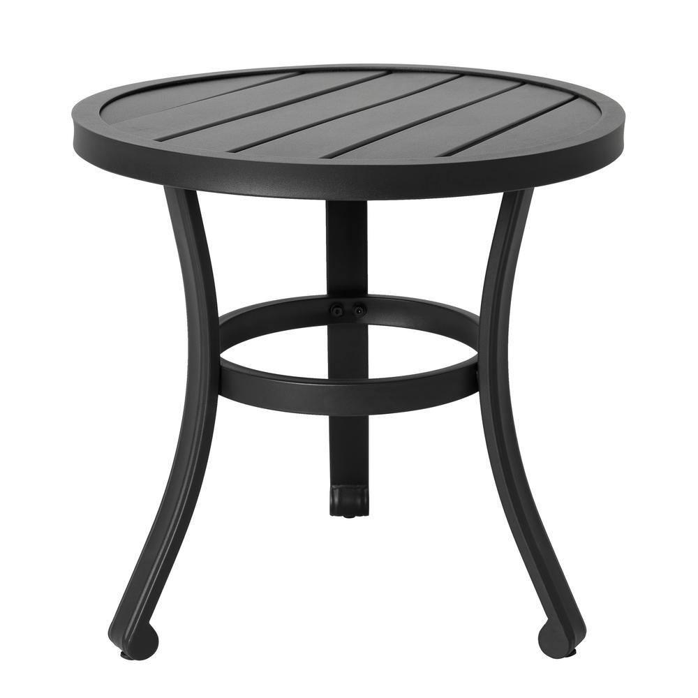 Nuu Garden Outdoor Metal Side Table, Weather Resistant 20’’ Patio Table, Outdoor Bistro Table, Outside End Table for Patio, Pool, Deck, Balcony, Porch, Outdoor or Indoor Use, Black