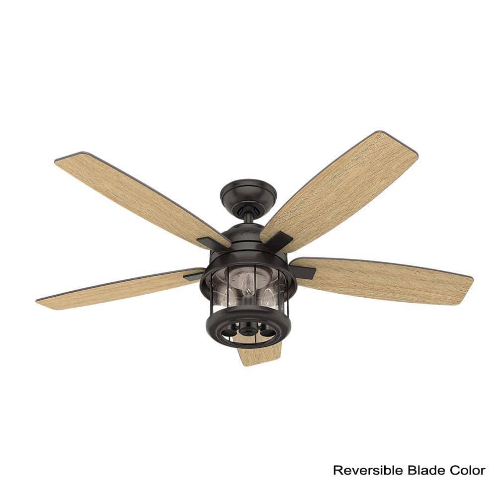 Hunter Fan 52" Coral Bay 5 - Blade Outdoor Standard Ceiling Fan with Remote Control and Light Kit Included