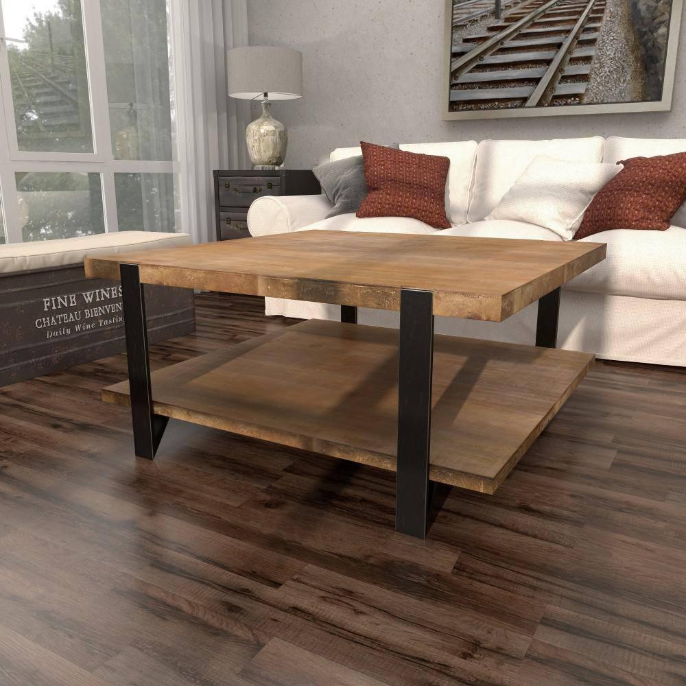 Industrial Wood Coffee Table Dark Brown - Olivia & May
