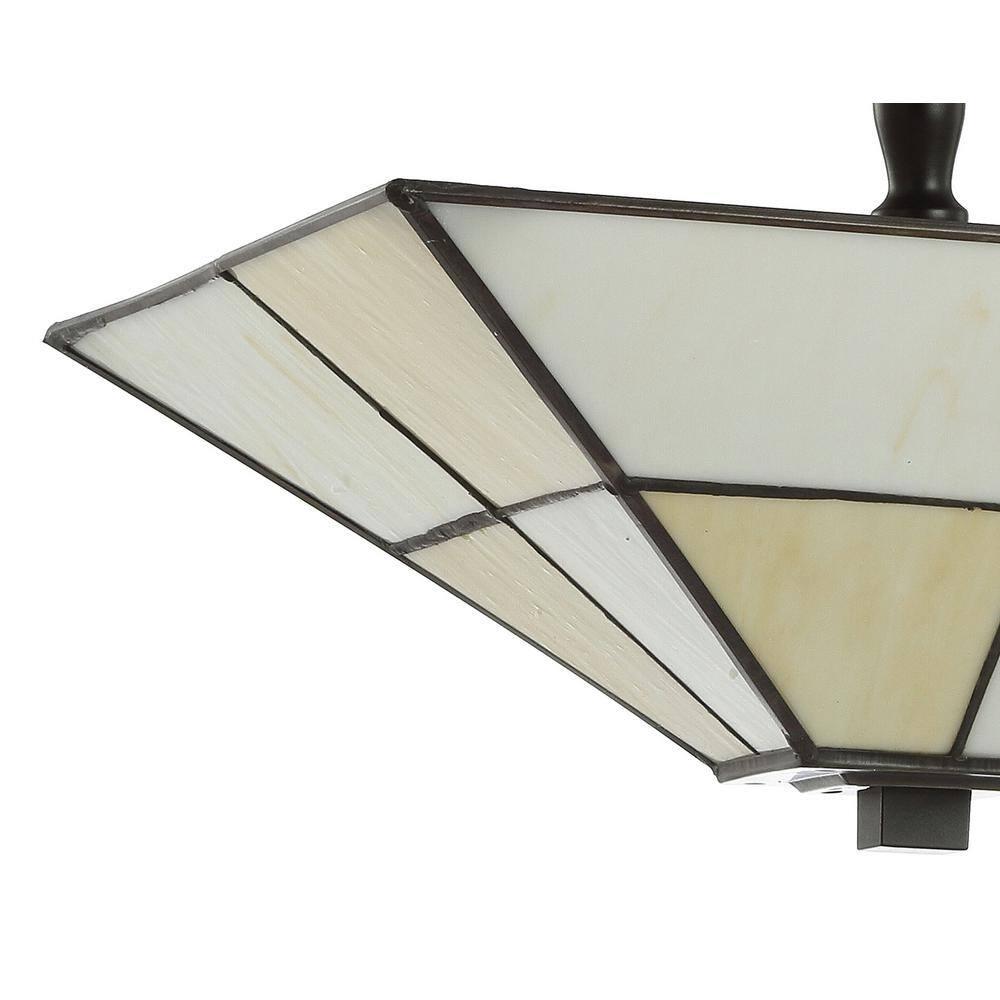 JONATHAN Y Juliana 15.7" Tiffany-Style Glass/Metal LED Semi-Flush Mount, White/Cream