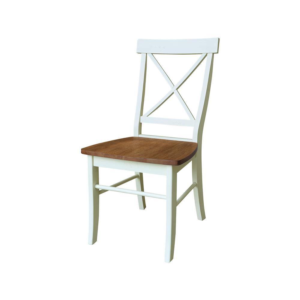 International Concepts Set of Two X-Back Dining Chairs, Hickory/Shell