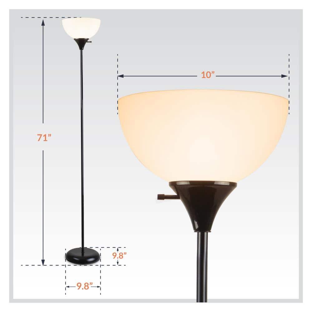 Henry 71" Torchiere Standing Floor Lamp by Newhouse Lighting, Black