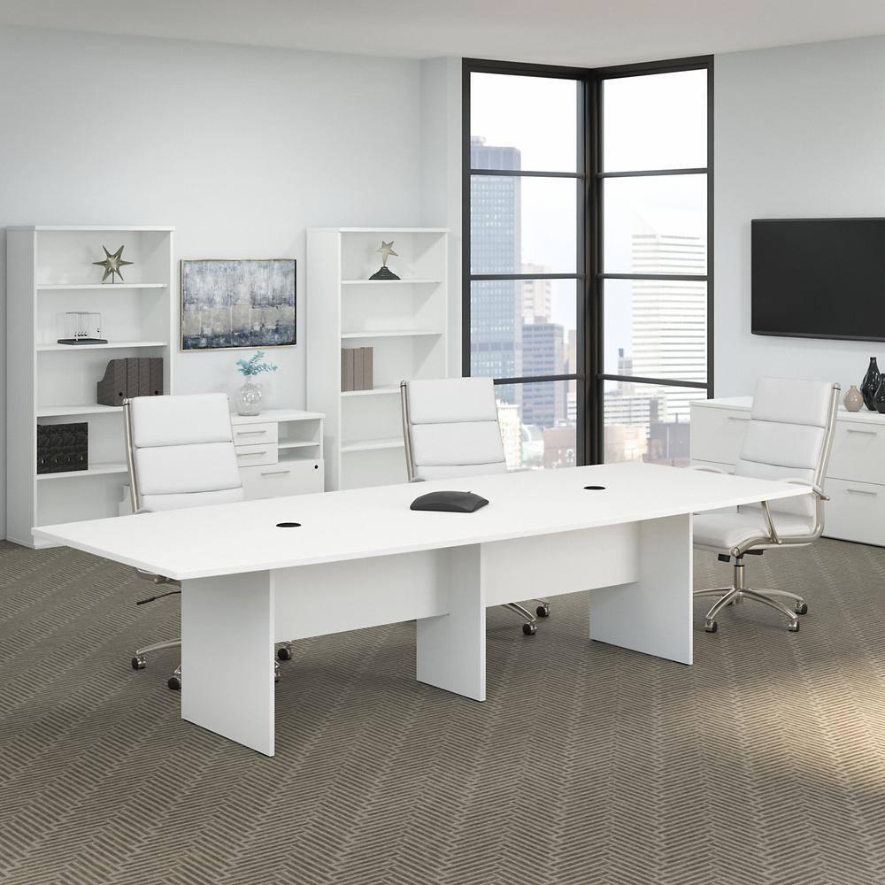 BBF 120W x 48D Boat Shaped Conference Table with Wood Base