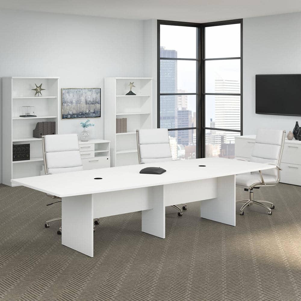 BBF 120W x 48D Boat Shaped Conference Table with Wood Base