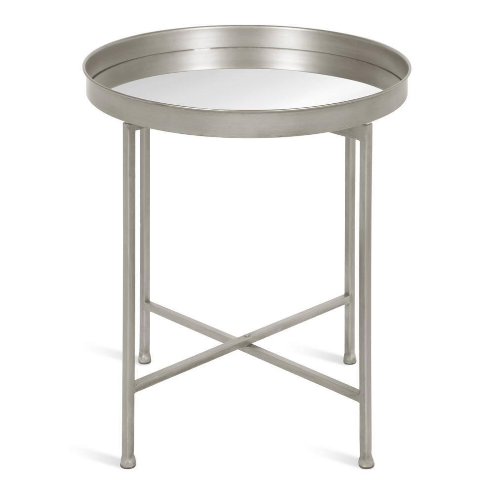 Kate and Laurel Celia Round Metal Side Table, 18.25x18.25x22, Silver