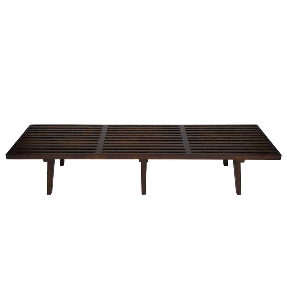 LeisureMod 72" Mid-Century Modern Slatted Wood Entry Bench, Indoor Accent Seating for Hallway or Bedroom
