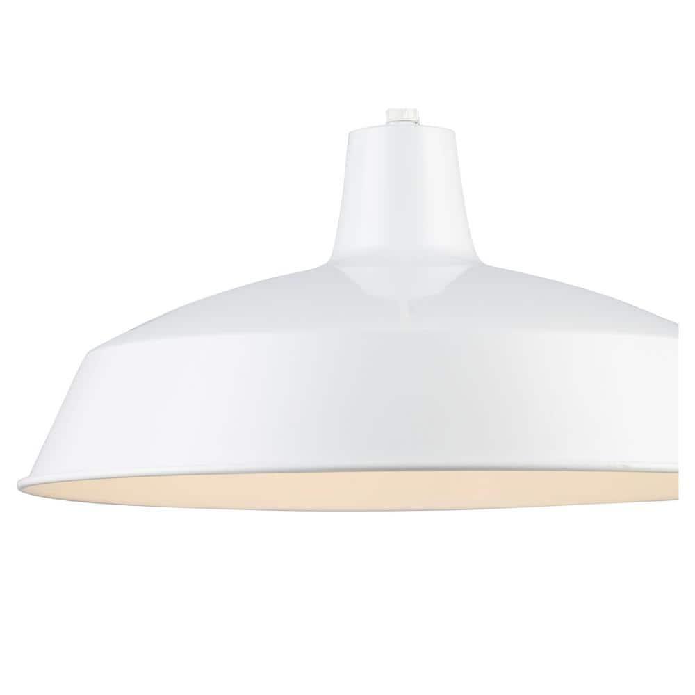 Lucid Lighting White Industrial Dome Medium Hanging Pendant Light