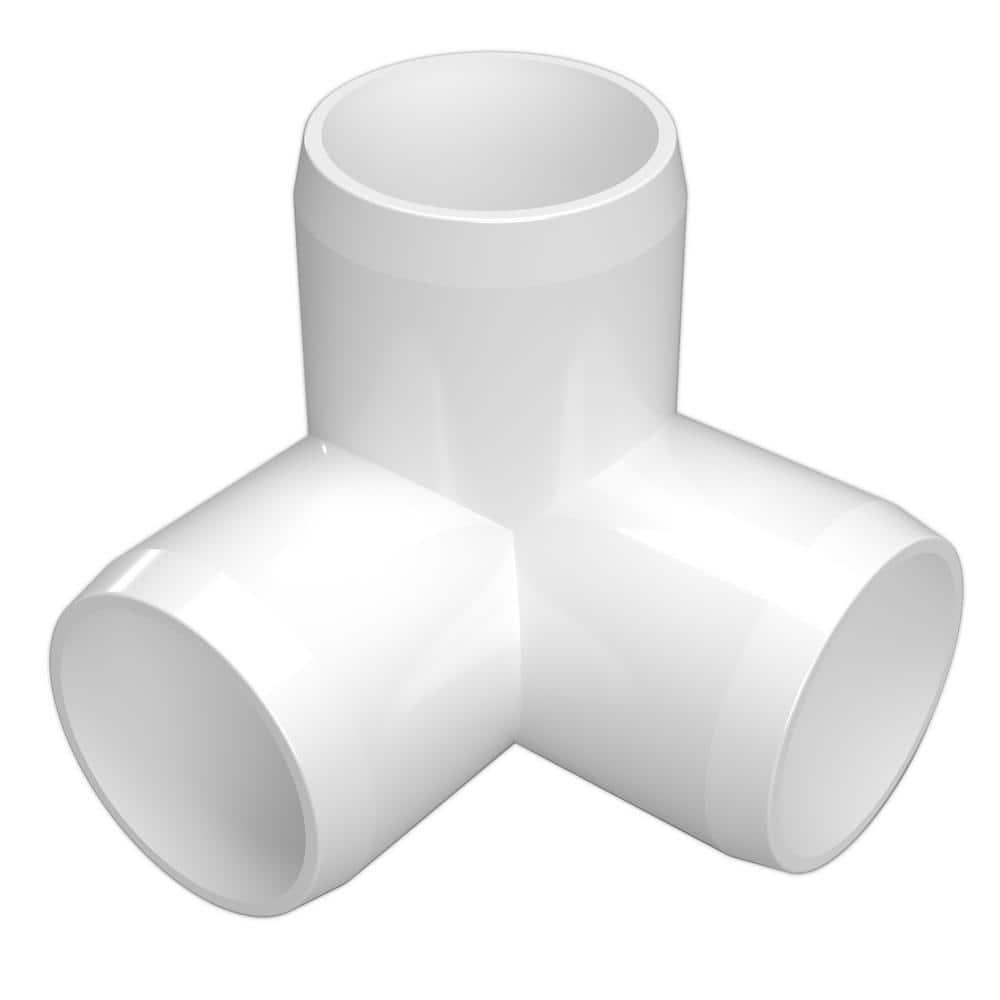 FORMUFIT 1/2" 3-Way Elbow Furniture Grade PVC Fitting in White, Made In USA, UV-Resistant, Impact-Proof, 0.840" Actual Socket Diameter (10-Pack) - F0123WE-WH-10