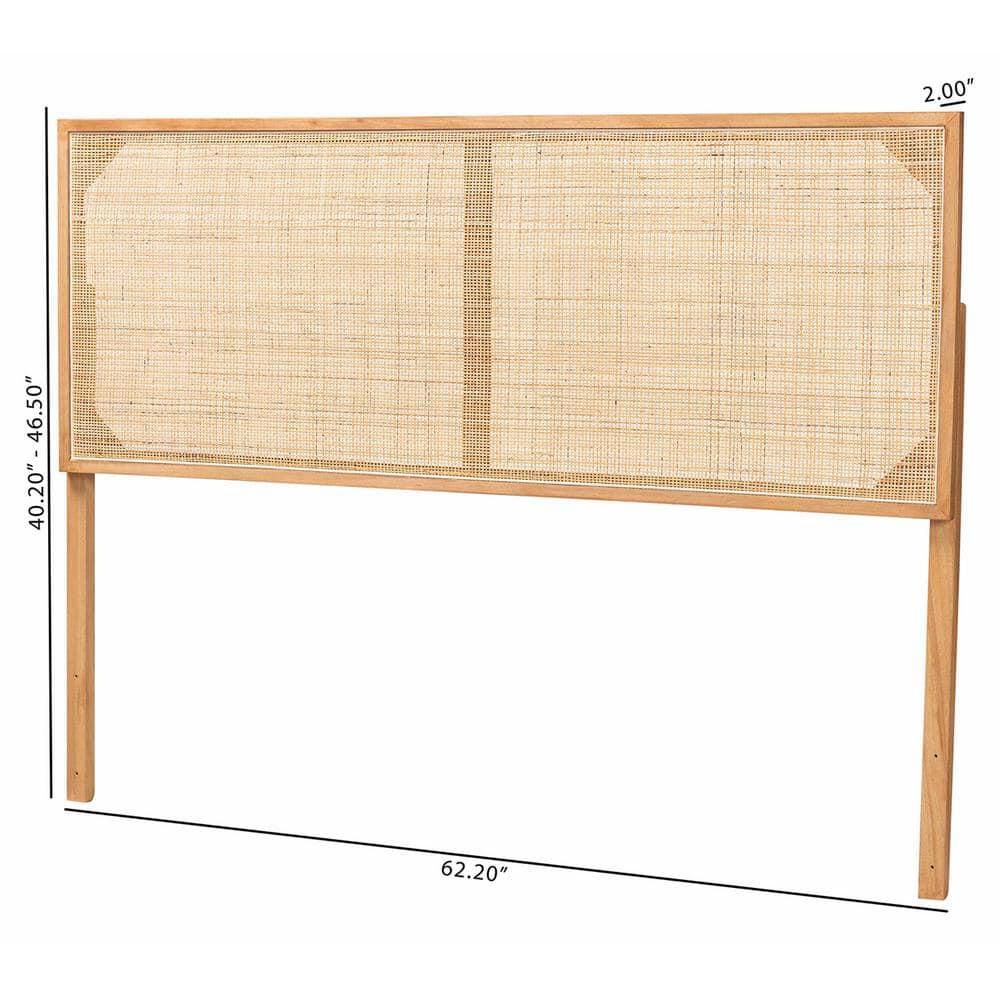 bali & pari Queen Aurelia Bayur Wood and Rattan Headboard: Bohemian Design, Wall or Frame Mount, Adjustable Height