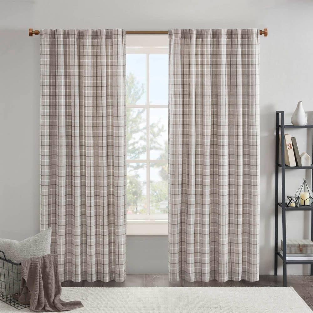 Anaheim Woven Plaid Room Darkening Thermal Fleece Lined Single Curtain Panel