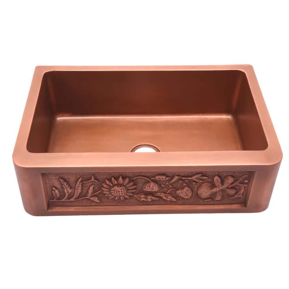 Sunflower 29.75'' L Farmhouse / Apron Single Bowl Copper Kitchen Sink