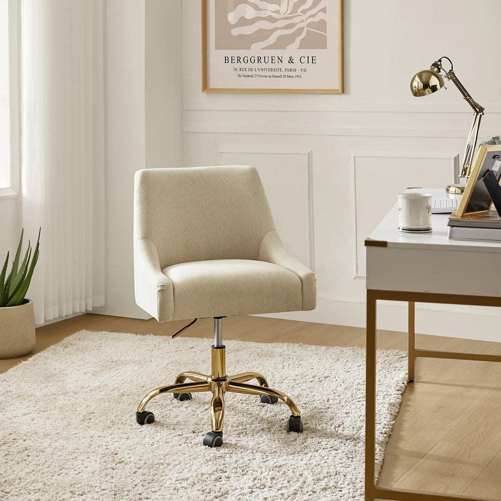 HULALA HOME Carina Modern Upholstery Task Chair with Golden Base by  Tan