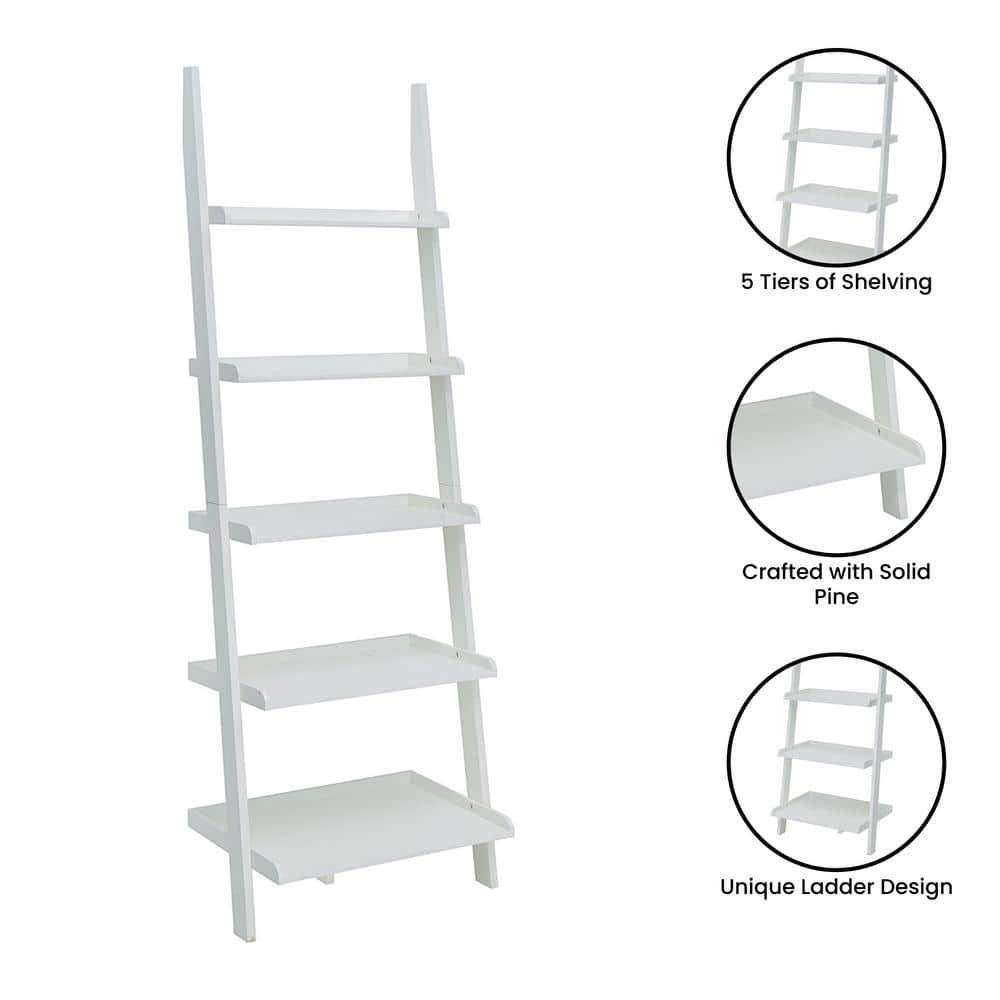 Convenience Concepts French Country Bookshelf Ladder, White
