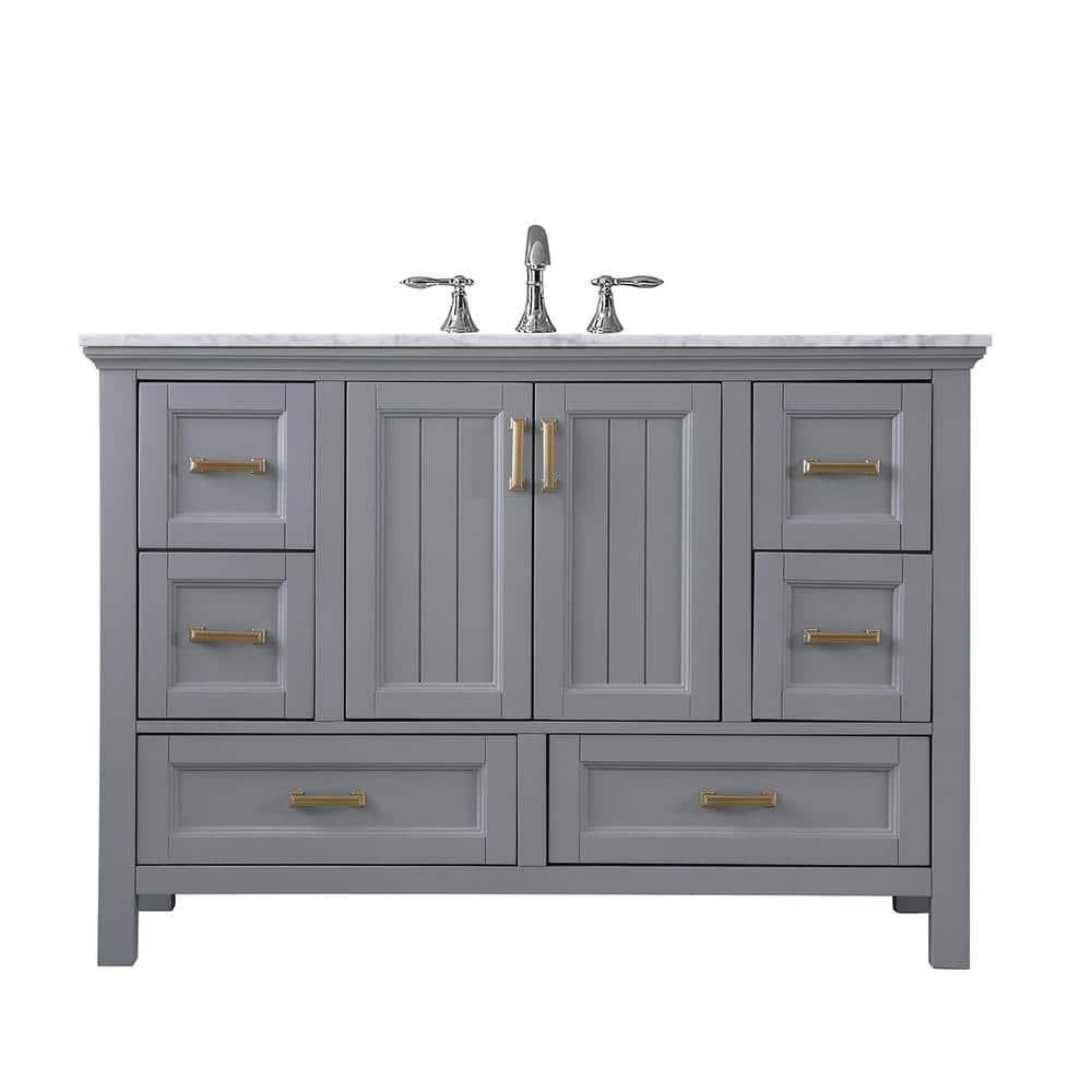 Isla 48" Marble Countertop Single Vanity w/o Mirror Gray