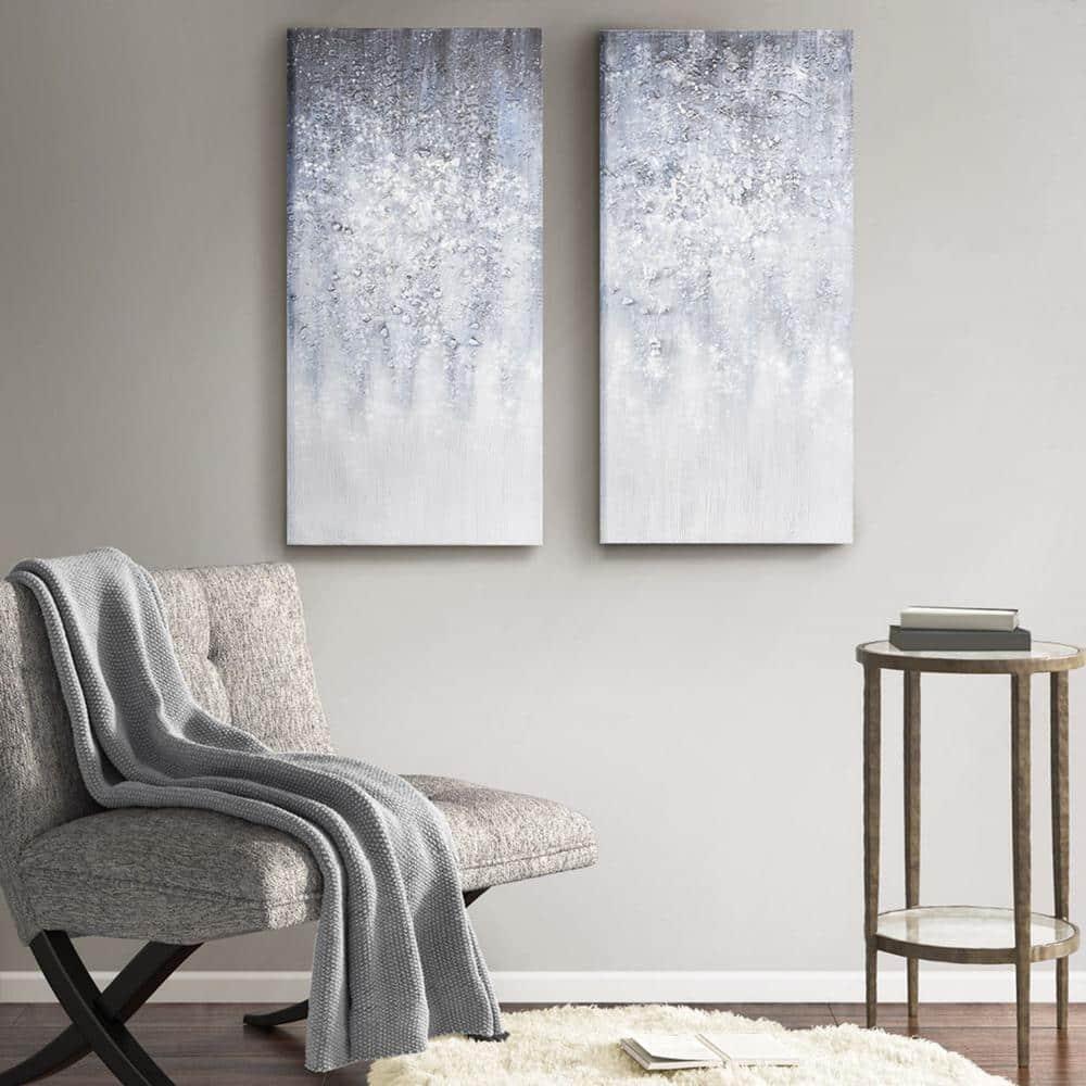 Ivy Bronx Heavily Embellished Abstract Canvas Wall Art Set - 2-Piece Decor with Dimensional Texture & D-Ring Hangers