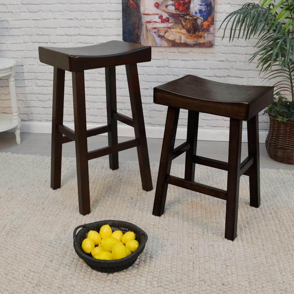 Carolina Living 24"Levi Counter Height Barstool Espresso Brown and Table: Solid Wood, Backless