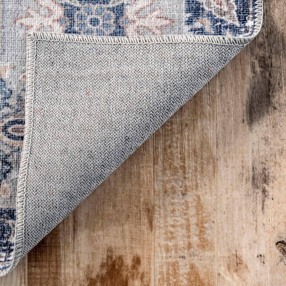 Nuloom Elsa Medallion 4x6 Machine Washable Indoor Area Rug for Living Room Bedroom Dining Room Kitchen, Blue/Ivory