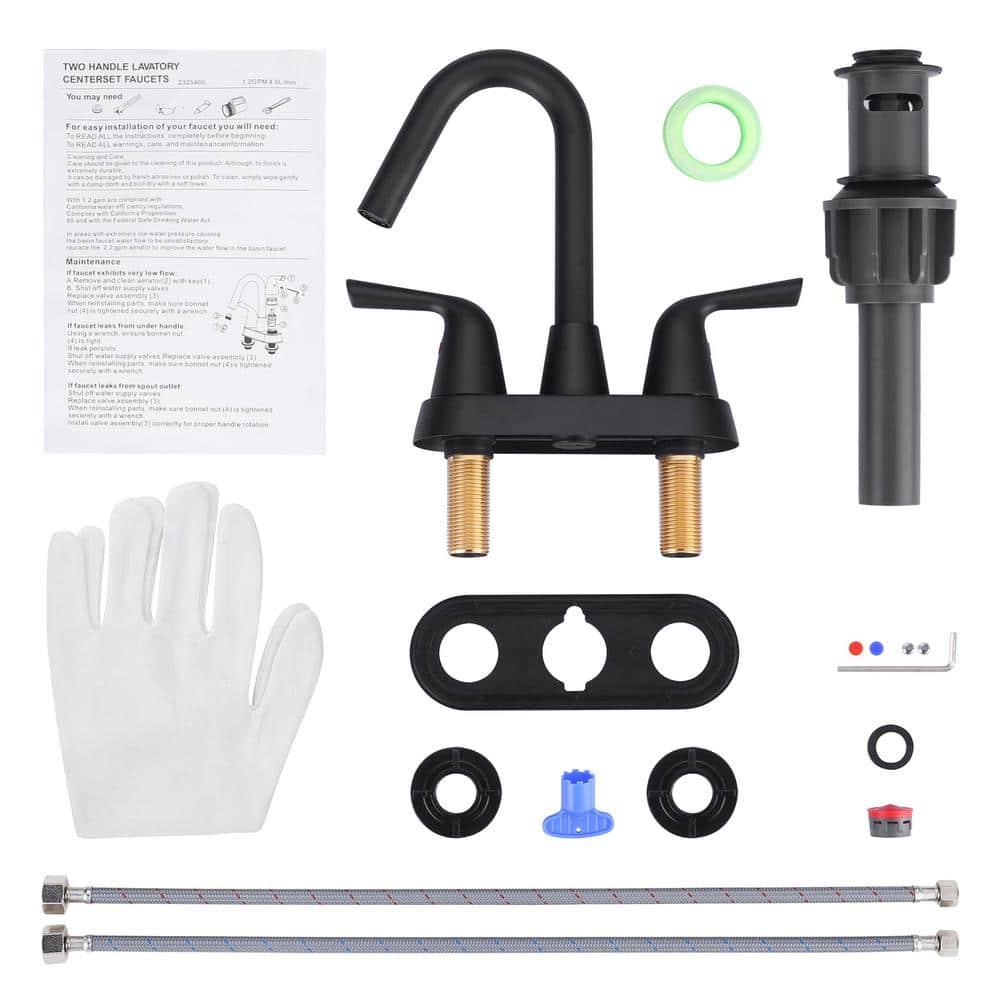 Centerset 2-handle Bathroom Faucet with Drain Assembly