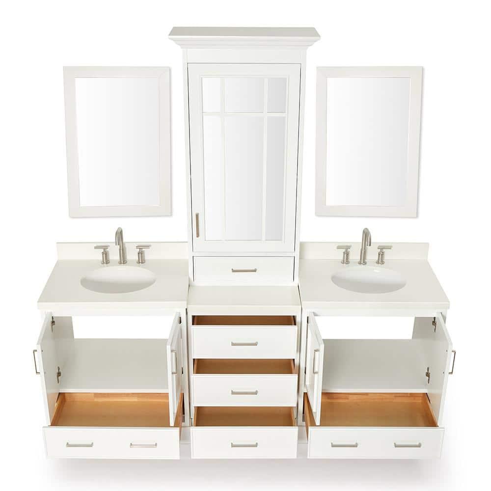 Ariel Stafford 85" Double Sink Vanity Set in White