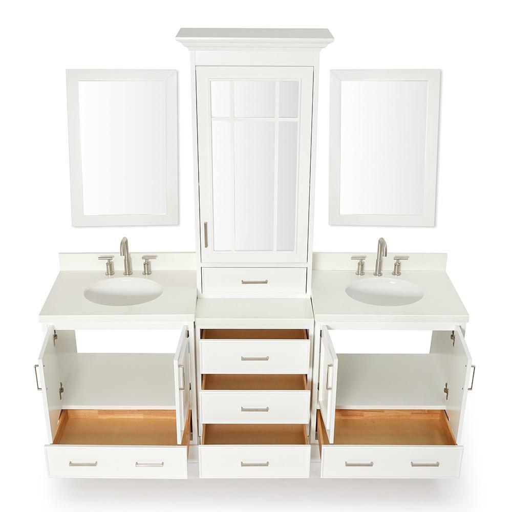 Ariel Stafford 85" Double Sink Vanity Set in White