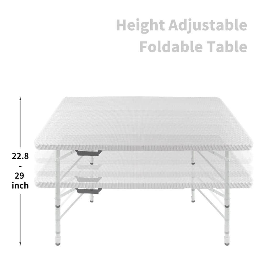 4 ft. White Composite Folding Outdoor Dining Table