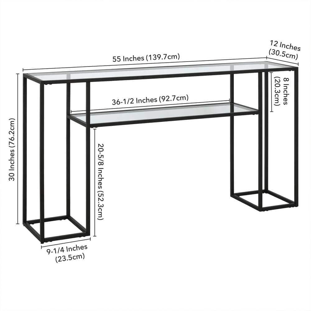 Evelyn&Zoe Marilyn 55" Wide Rectangular Console Table, Blackened Bronze