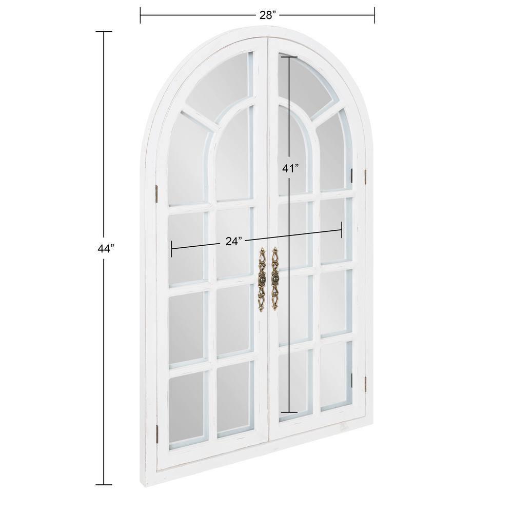 28"x44" Boldmere Arch Wall Mirror White - Kate & Laurel All Things Decor: Rustic Farmhouse Windowpane