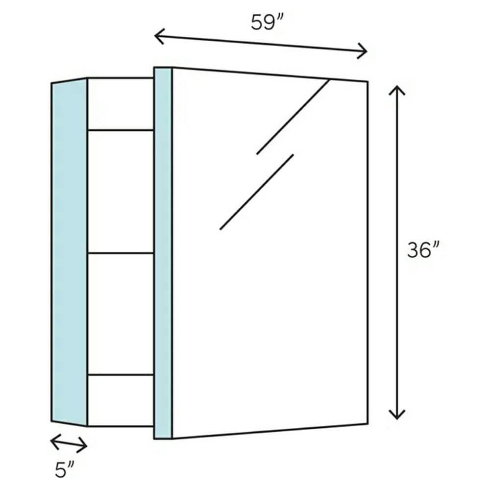 Senza Recessed/Surface Mount Rectangular Frameless Bathroom Medicine Cabinet