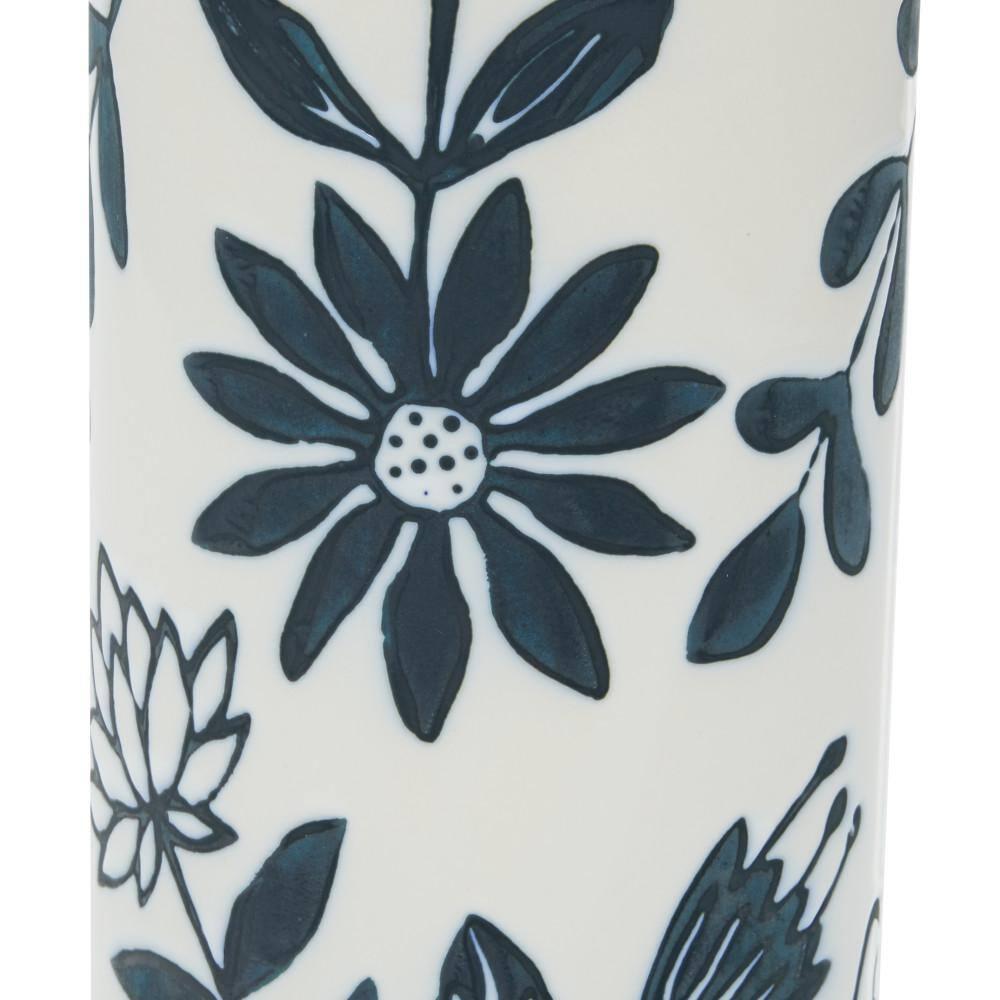 The Novogratz 12" Floral Handmade Blue Ceramic Vase