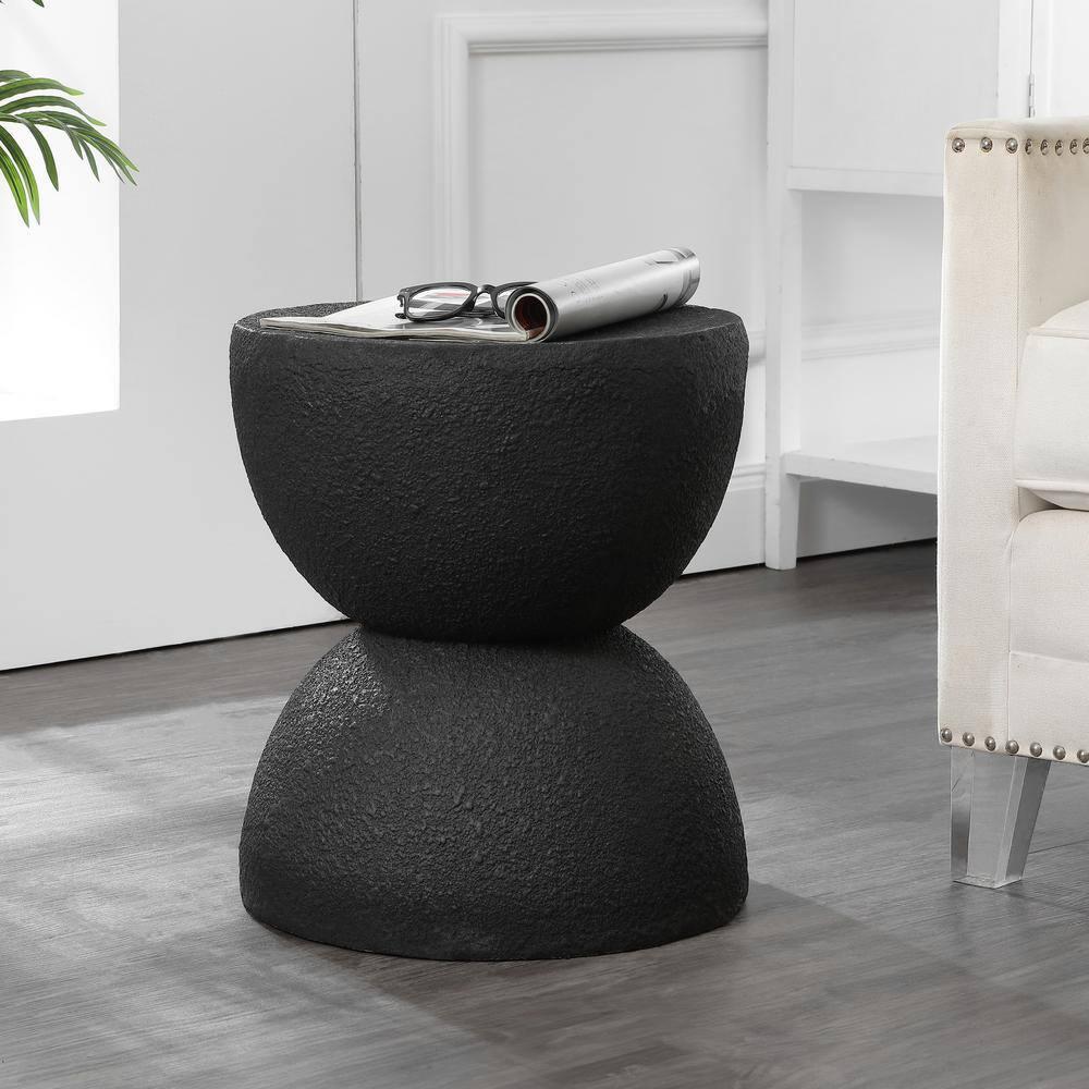 Greta 18" Mid-Century Modern Drum Accent Table , Black - JONATHAN Y
