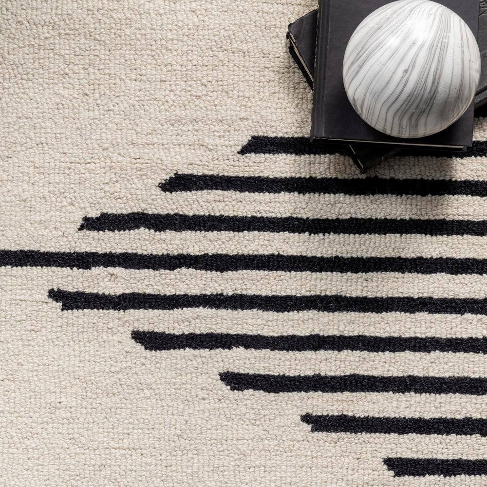nuLOOM Flynn Handmade Contemporary Wool Area Rug, 5' x 8', Ivory