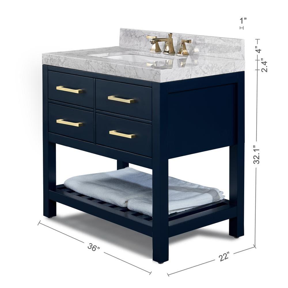 Carrie 36'' Single Bathroom Vanity with Carrara Marble Top