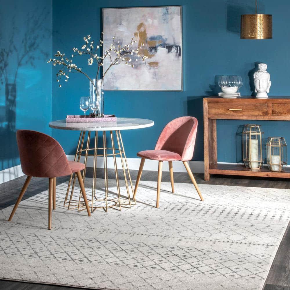 nuLOOM Blythe 8 x 8 (ft) Polypropylene Gray Square Indoor Geometric Moroccan Area rug
