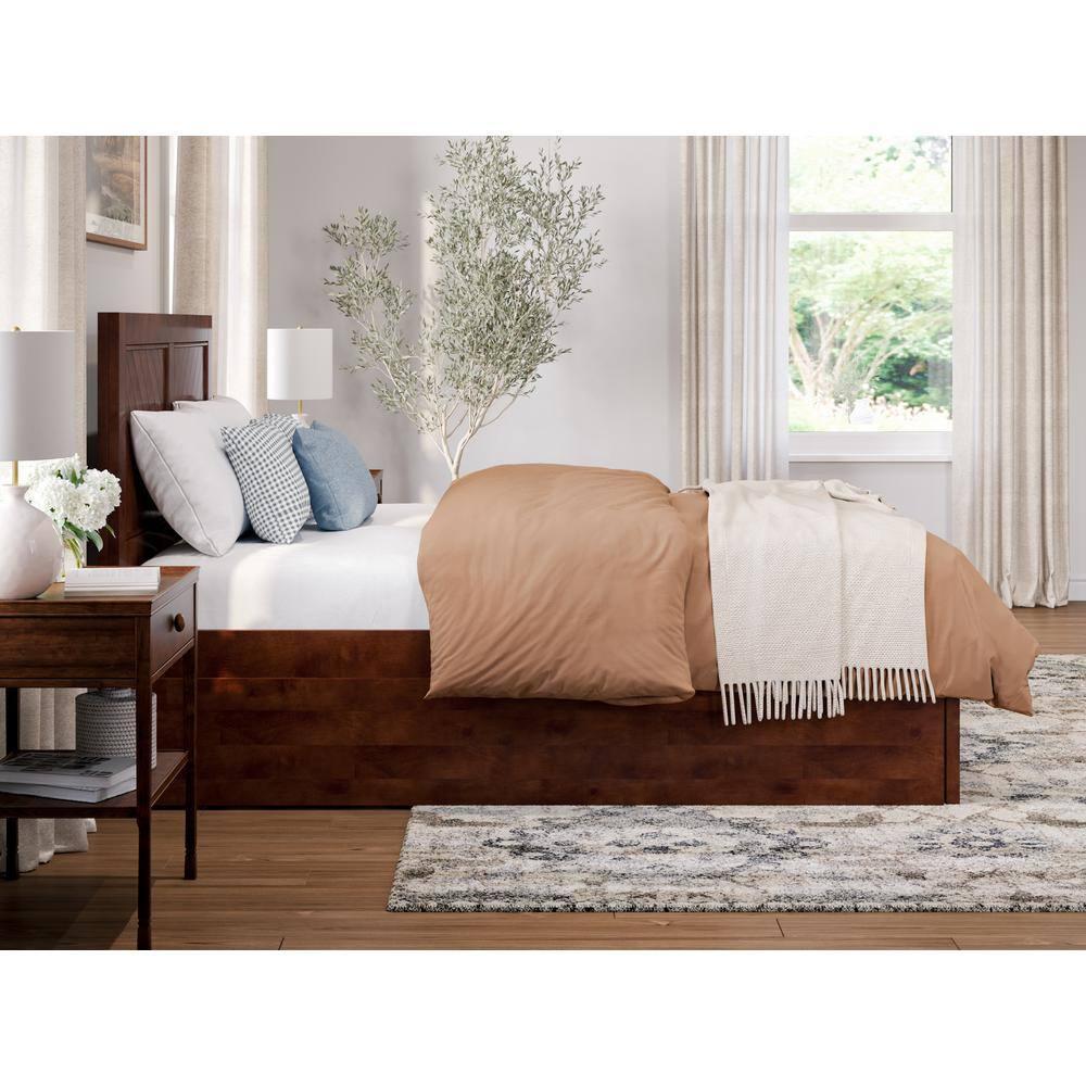 AFI Canyon Walnut Solid Wood Platform Bed with Matching Footboard & Twin Trundle, Full