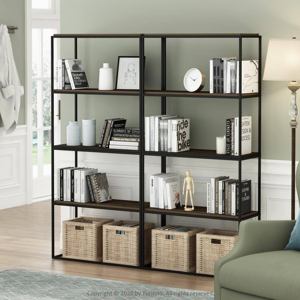 Furinno 31.57 W x 13.11 D x 34.29 H 2-Shelf Decorative Shelves, Columbia Walnut