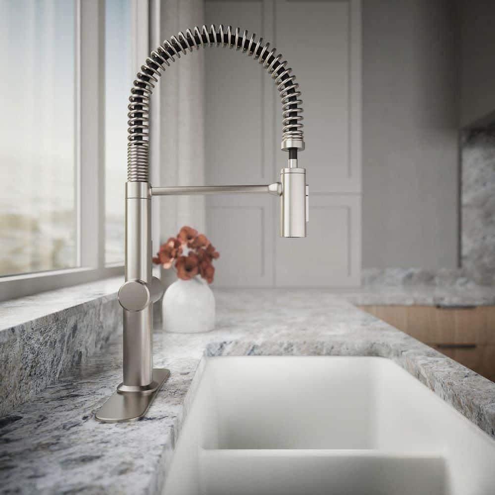 KOHLER Clarus Semi Professional Single Handle Pull Down Sprayer Kitchen Faucet in Vibrant Stainless