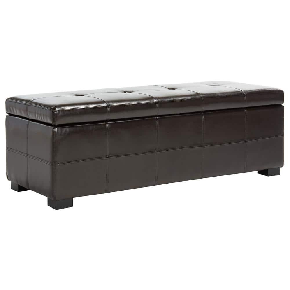 Maiden Large Tufted Storage Bench - Brown - Safavieh