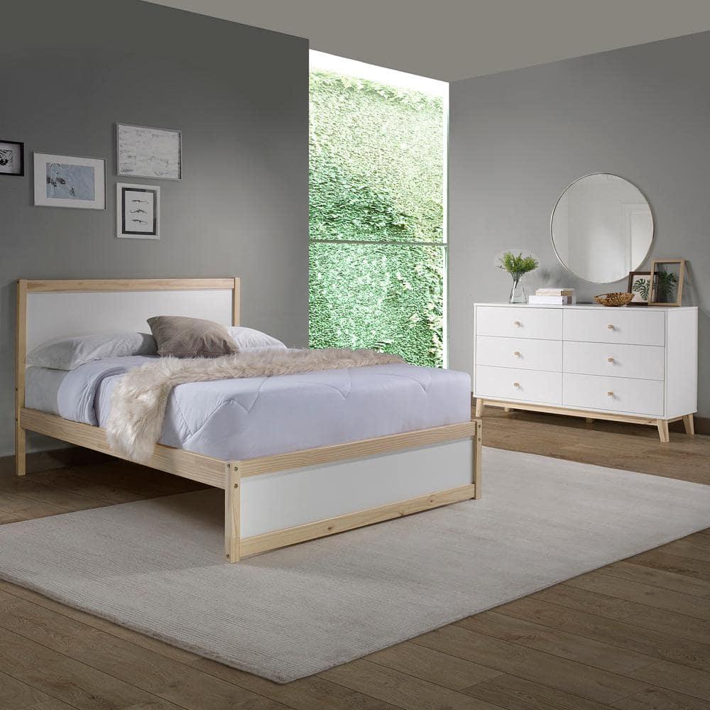 Alaterre Furniture MOD 60 in. Wood 6-Drawer Double Dresser, White, Bedroom Storage Furniture, Metal Drawers Glides, Wooden Drawer Knobs, Kids or Adults Rooms