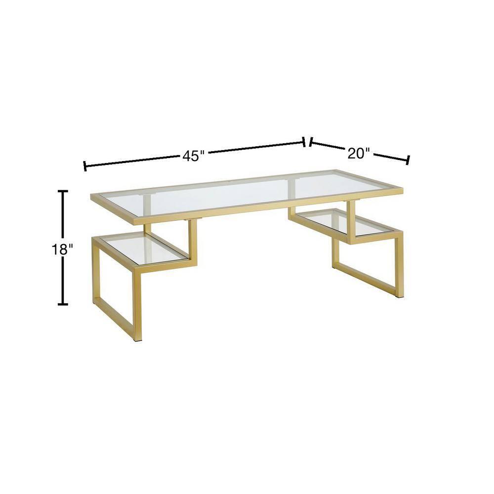 Evelyn&Zoe Zander 45" Wide Rectangular Coffee Table, Brass