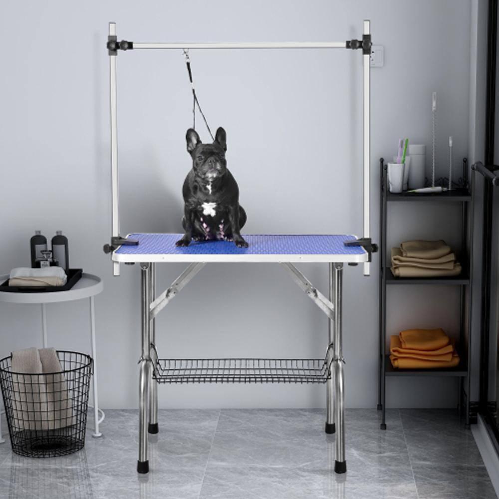 Blue Heavy-Duty Stainless Steel Folding Pet Grooming Table